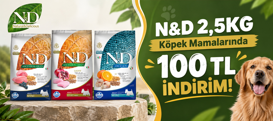 N&D 2,5KG Köpek Mamaları 100TL İndirimli!