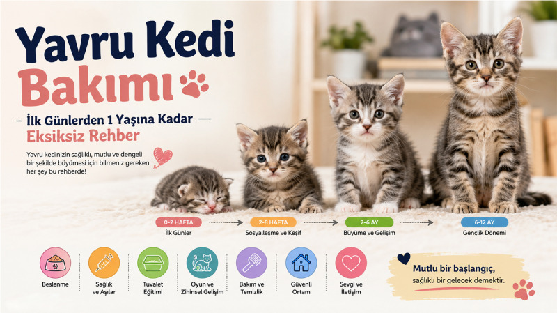 Yavru Kedi Bakımı - İlk Günlerden 1 Yaşına Kadar Eksiksiz Rehber