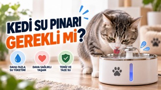 Kedi su pınarından su içerken, temiz ve sürekli dolaşan suyun kediler için önemini gösteren evcil hayvan bakım rehberi
