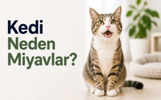 Kedi neden sürekli miyavlar sorusunu açıklayan, farklı miyavlama türleri ve anlamlarını gösteren miyavlayan ev kedisi
