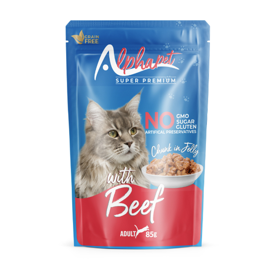 Alpha Jöleli Sığır Etli Pouch Yetişkin Konserve Kedi Maması 85 Gr