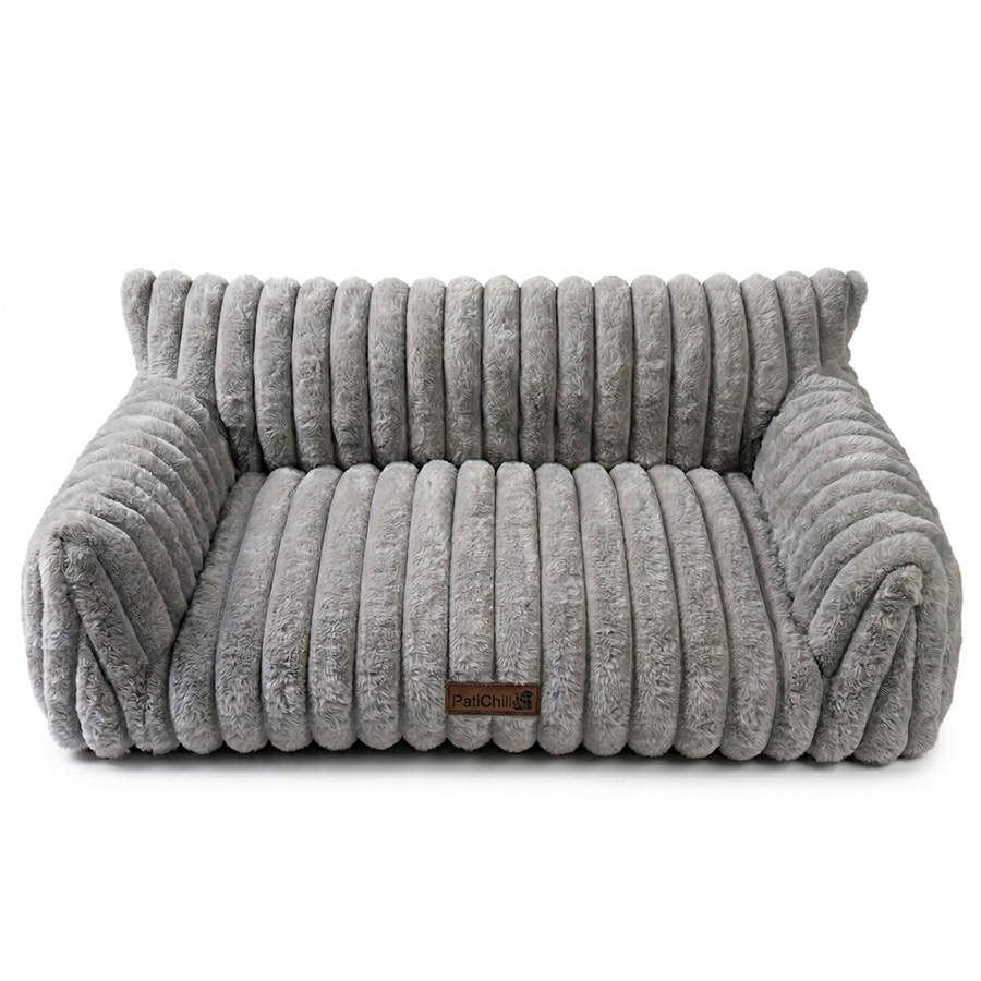 Teng Simba Kedi ve Küçük Irk Köpekler İçin Peluş Yatak Gri Medium (70x23x40 cm)