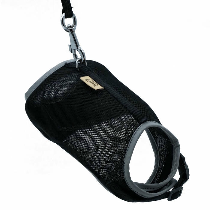 Cattie Havalı Kumaş Kedi Göğüs ve Gezdirme Tasma Takımı 25-30 Cm Siyah