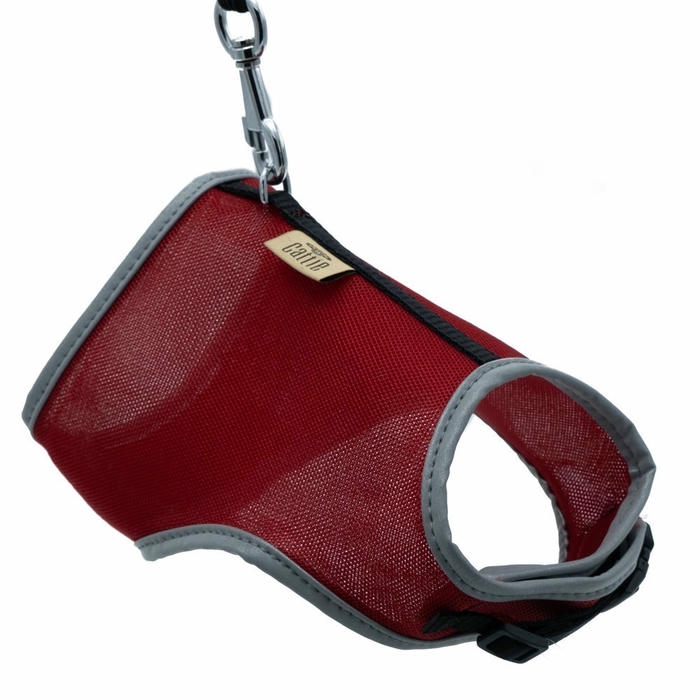 Cattie Havalı Kumaş Kedi Göğüs ve Gezdirme Tasma Takımı 25-30 Cm Kırmızı