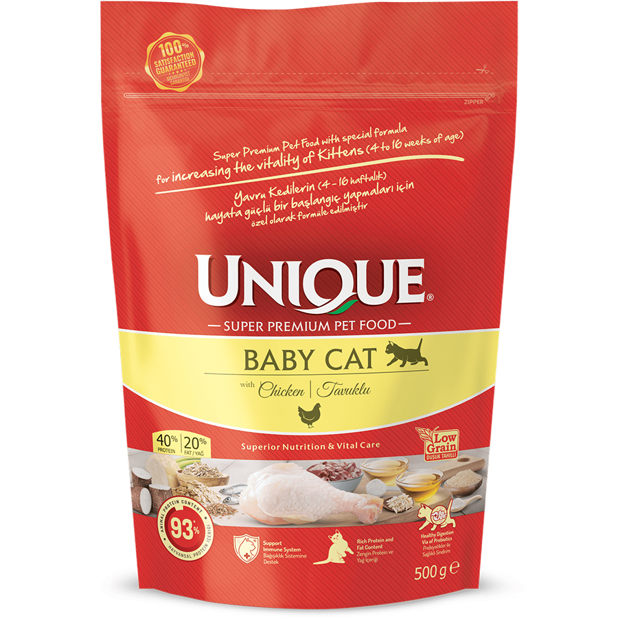 Unique Düşük Tahıllı Babycat Yavru Kedi Maması Tavuklu 500 gr