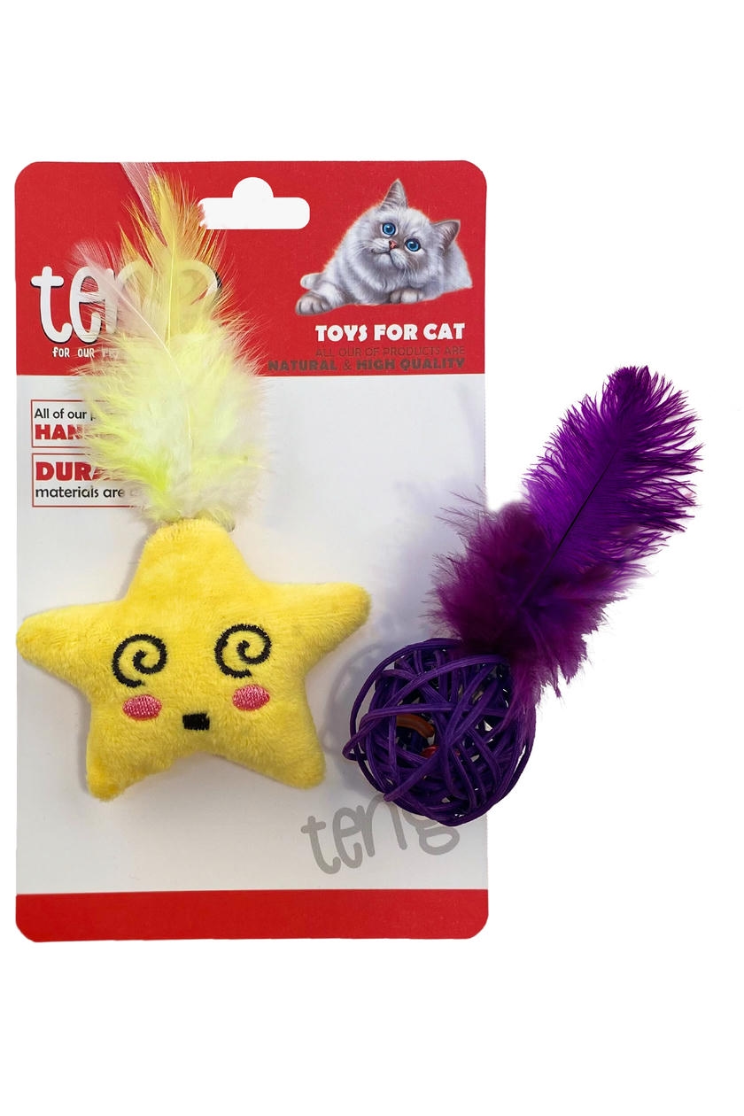 Teng Kedi Oyuncağı Bambu Top ve Yıldız Peluş