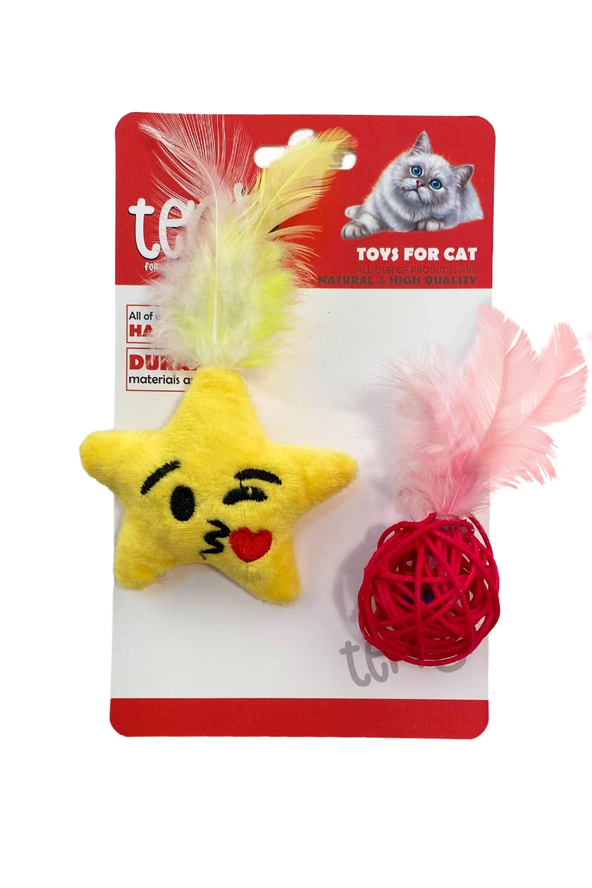 Teng Kedi Oyuncağı Bambu Top ve Yıldız Peluş