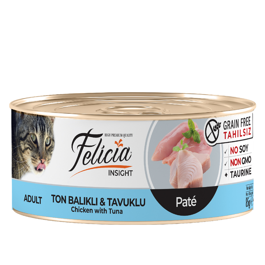 Felicia Tahılsız Ton Balıklı-Tavuklu Kıyılmış Kedi Konservesi 85g