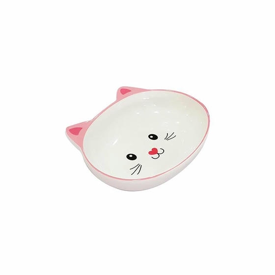 Melamin Mama Kabı Kedi Suratı Şeklinde Pembe 300 ML