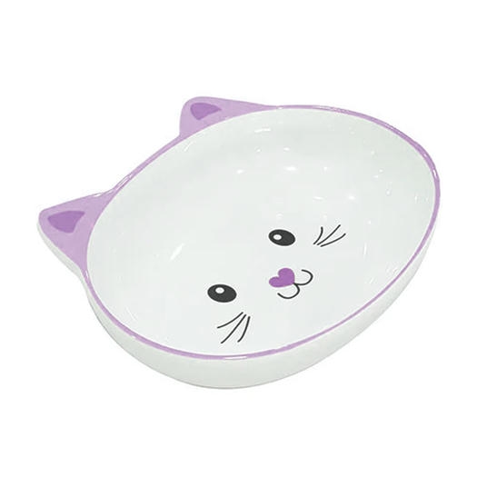 EuroCat Melamin Mama Kabı Kedi Suratı Şeklinde Mor 300 Ml
