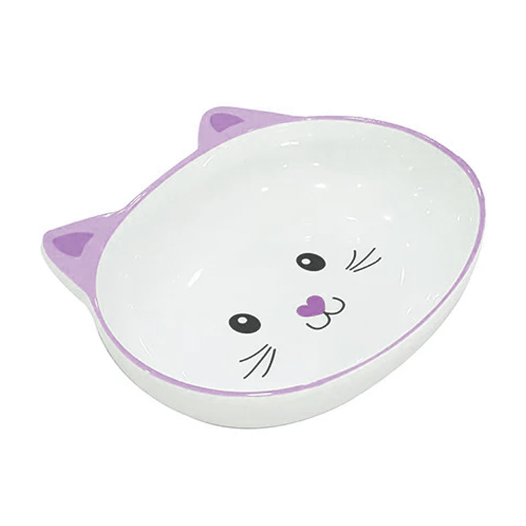 EuroCat Melamin Mama Kabı Kedi Suratı Şeklinde Mor 300 Ml