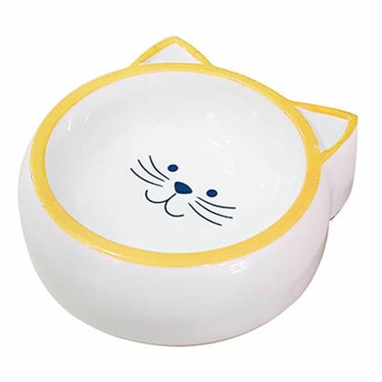 EuroCat Melamin Kedi Mama Kabı Kedi Suratı Şeklinde Sarı 210ml