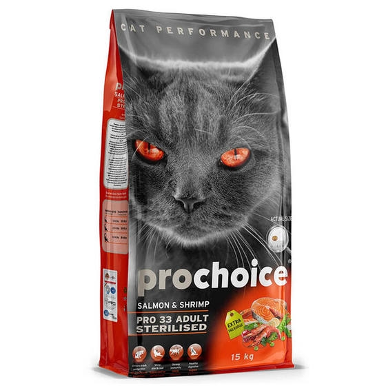 Pro Choice 33 Somonlu ve Karidesli Düşük Tahıllı Kedi Maması 15kg