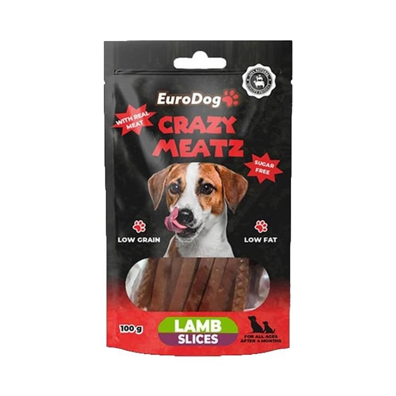 EuroDog Crazy Meatz Kuzu Etli Dilim Şekersiz Köpek Ödül Maması 100gr