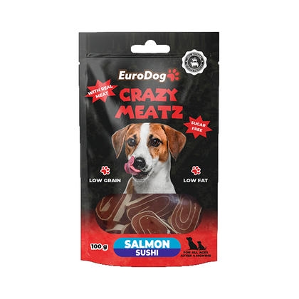EuroDog Crazy Meatz Somon Balıklı Sushi Şekersiz Köpek Ödül Maması 100gr