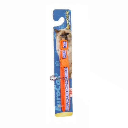 EuroCat Geometrik Desenli Zilli Kedi Boyun Tasması 28cm (Turuncu)