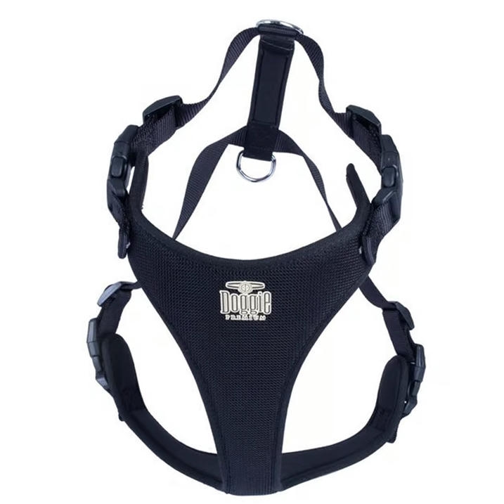 Doggie Hava Alabilen Soft Dokulu Köpek Göğüs Tasması Siyah XXLarge