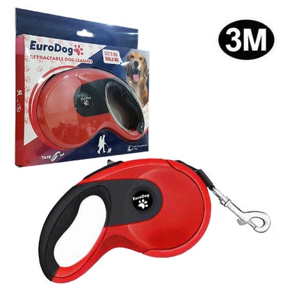 EuroDog افسار سگ خطی اتوماتیک 3 Mt قرمز-مشکی