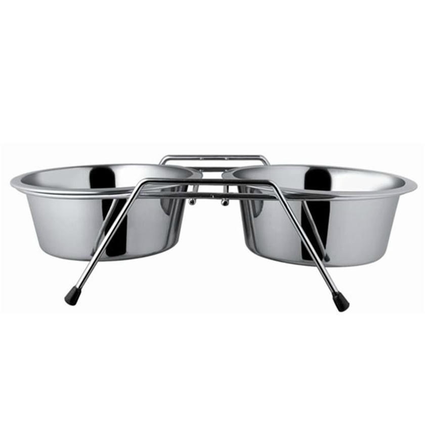 EuroDog Ayaklı İkili Krom Kaplı Mama Kabı Çap 25 Cm 2800 Ml