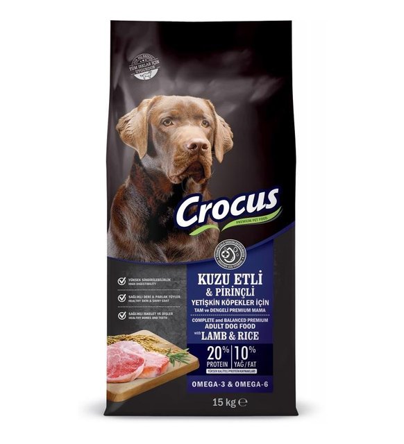 Crocus Kuzu Etli & Pirinçli Yetişkin Köpek Maması 15 Kg