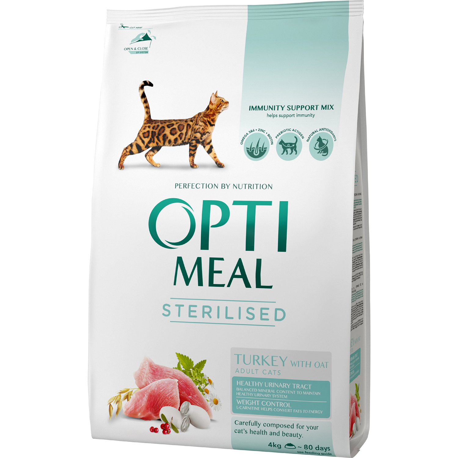 OptiMeal Düşük Tahıllı Hindili Kısırlaştırılmış Kedi Maması 4 KG
