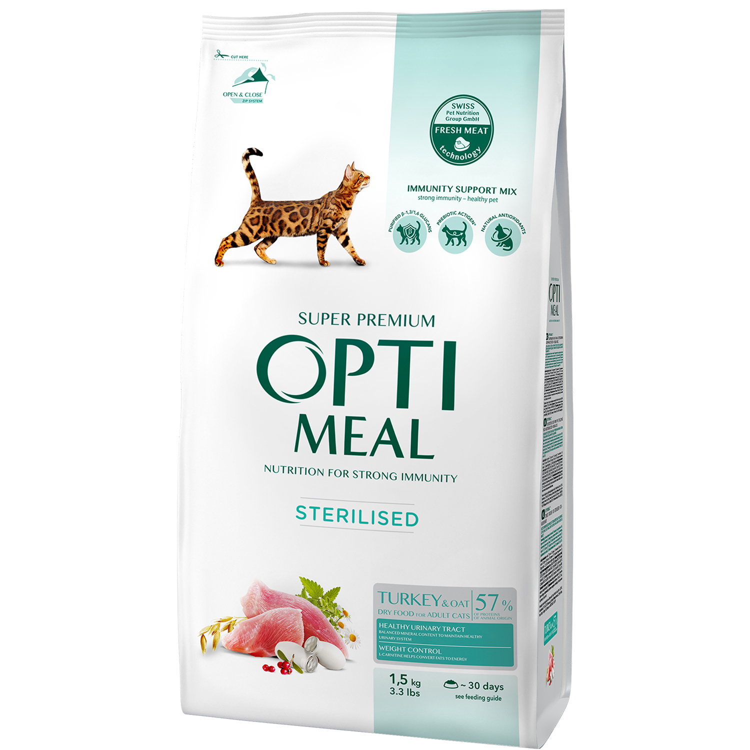 OptiMeal Düşük Tahıllı Hindili Kısırlaştırılmış Kedi Maması 1.5 KG