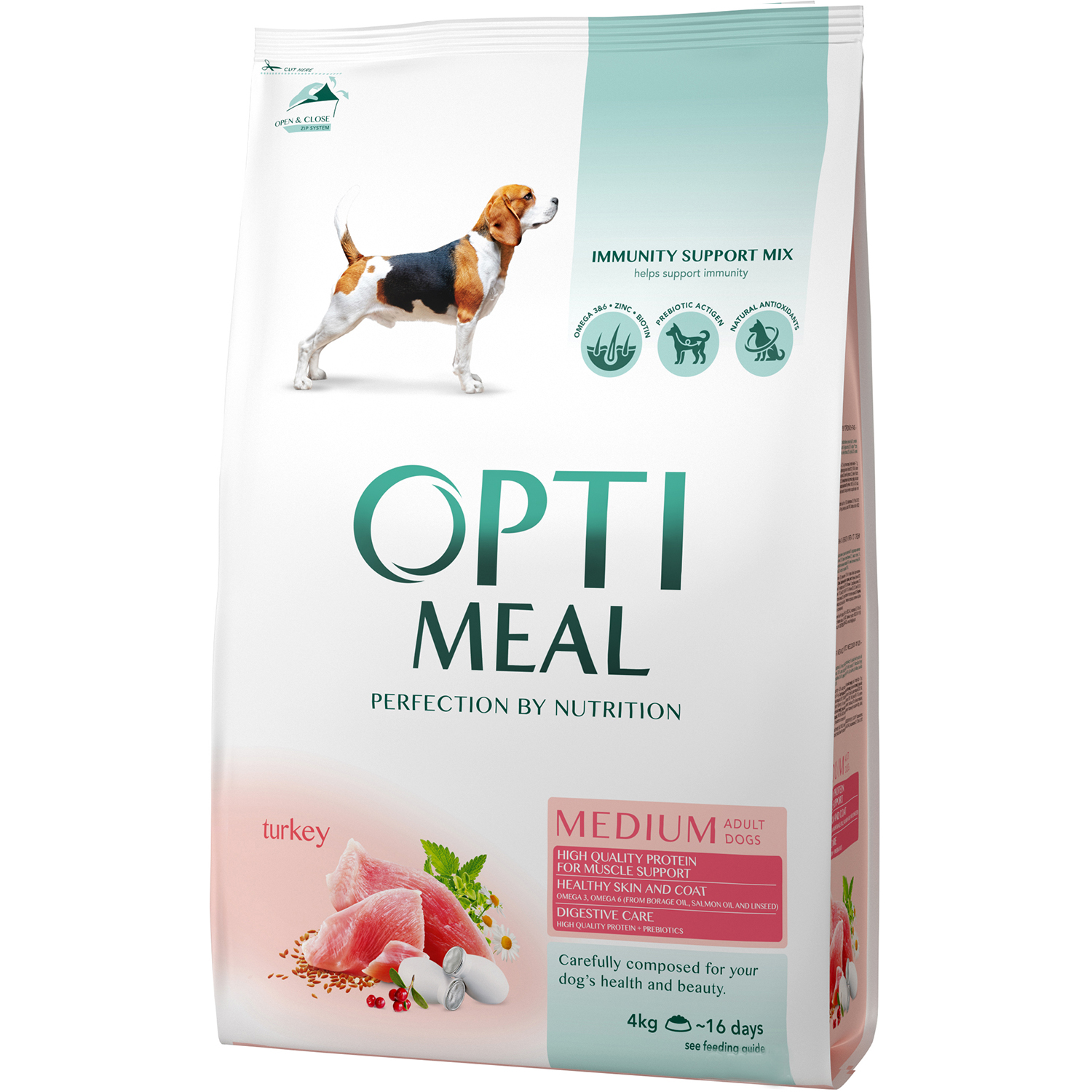 OptiMeal Düşük Tahıllı Hindili Orta Irk Yetişkin Köpek Maması 4 KG