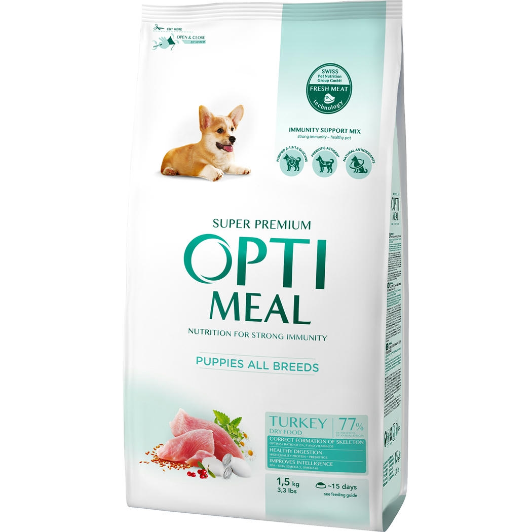 OptiMeal Düşük Tahıllı Hindili Yavru Köpek Maması 1.5 KG