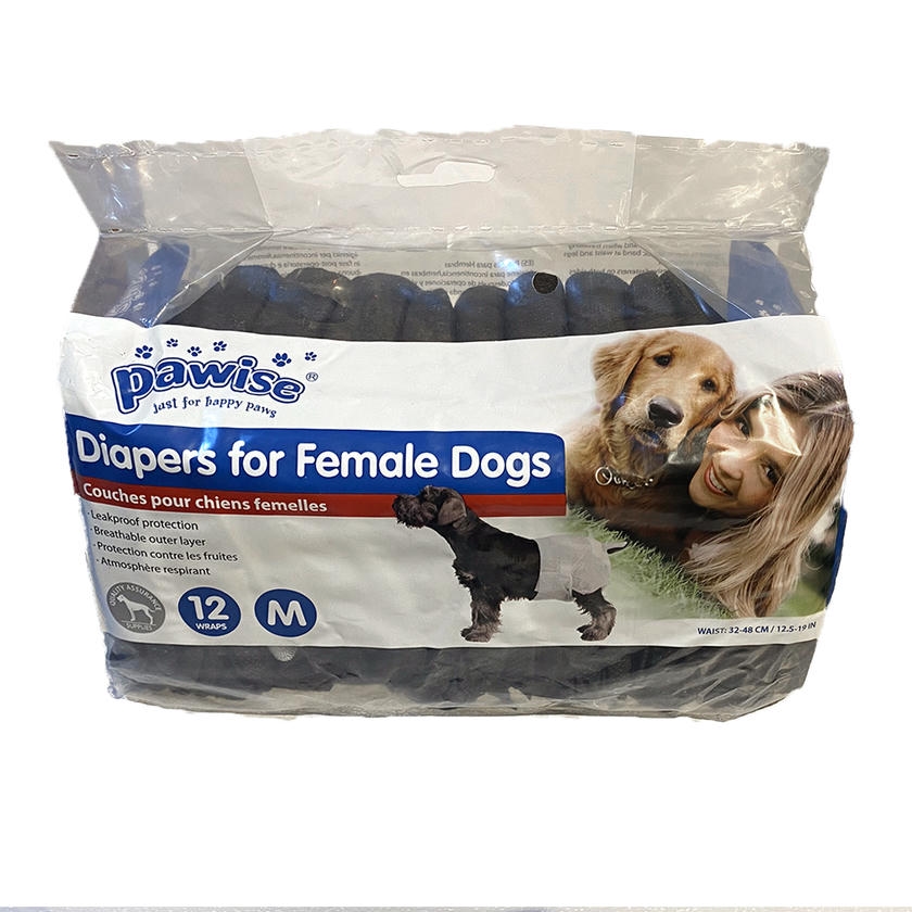 Pawise Köpek Alt Bağlama Bezi M Boy Siyah 12 Adet