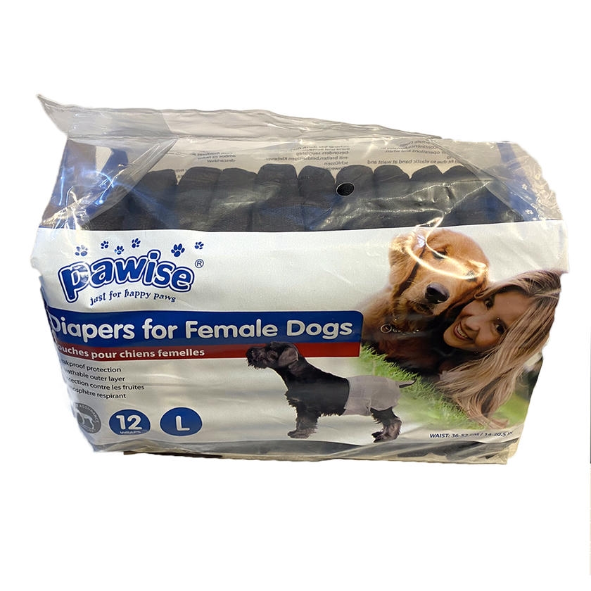 Pawise Köpek Alt Bağlama Bezi L Boy Siyah 36 - 52 cm 12 Adet