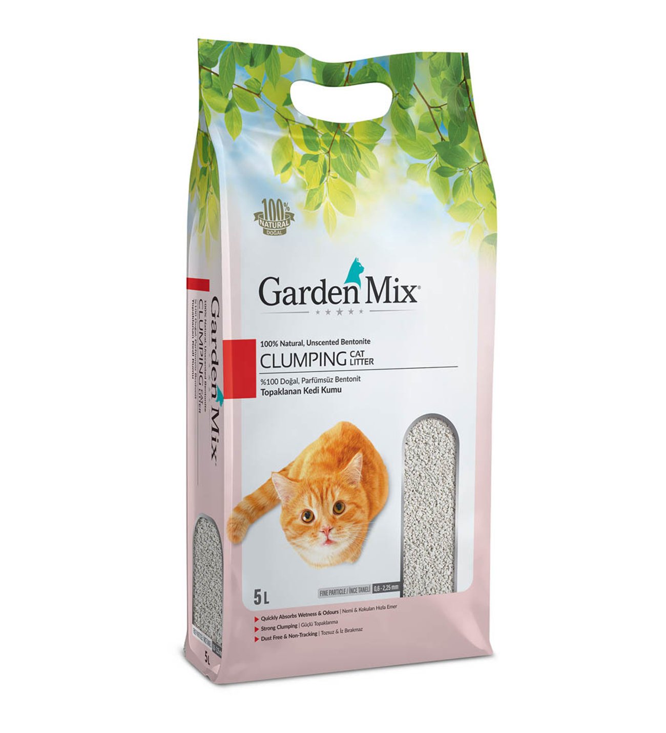 Garden Mix İnce Taneli Topaklaşan Kokusuz Doğal Kedi Kumu 5 Lt