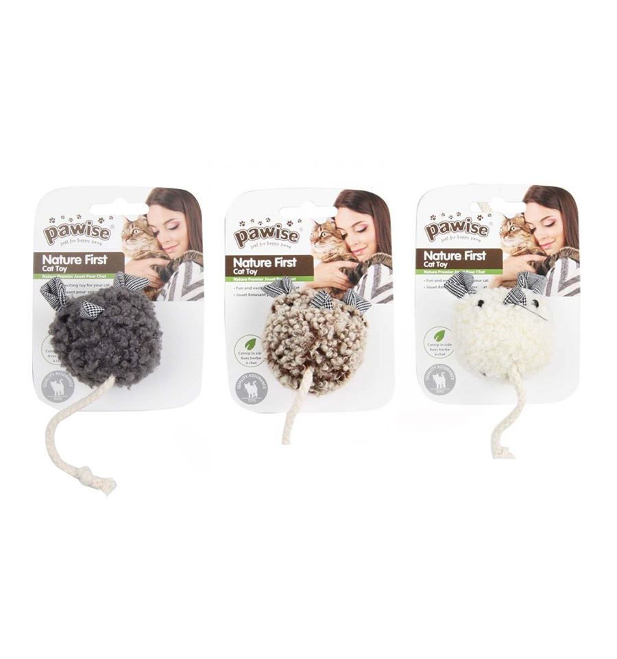 Pawise Sesli Fare Peluş Kedi Oyuncağı 4x15cm (Karışık Renkli)