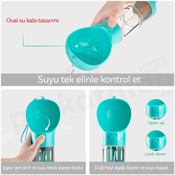 Pioneer Pet Köpek Seyahat Suluğu Mama Kabı İlaveli Mavi