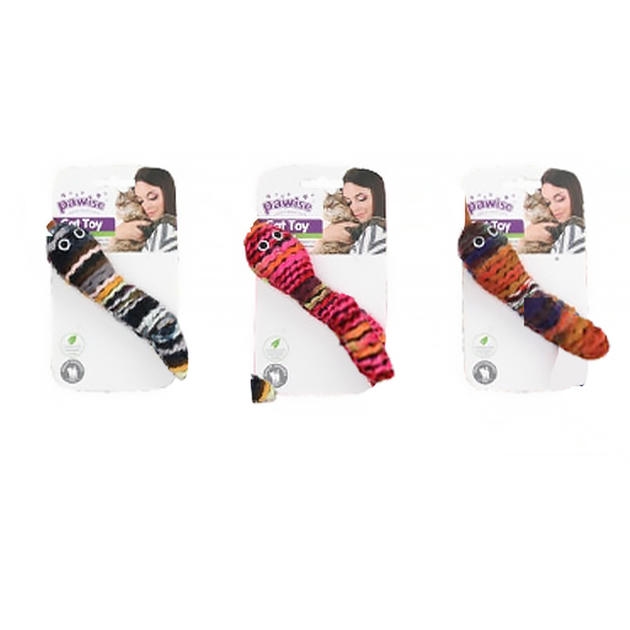 Pawise Yün Kurtçuk Kedi Oyuncağı 14cm (Karışık Renkli)
