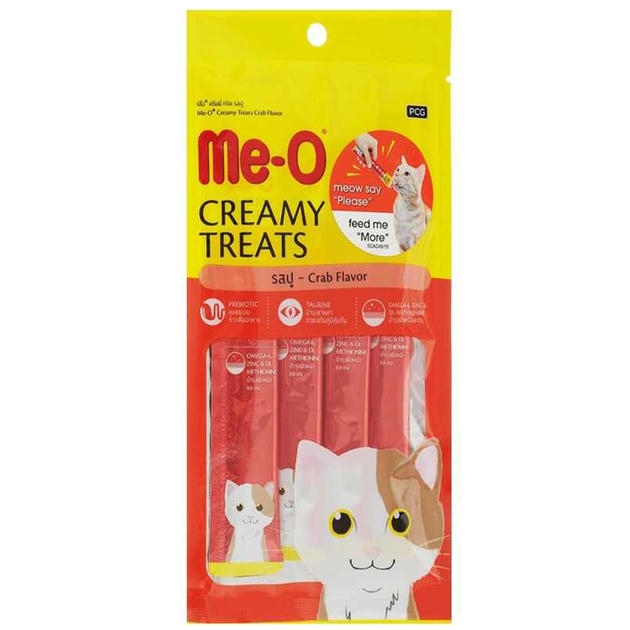 Me-O Yengeçli & Ton Balıklı Kremalı Sıvı Kedi Ödül Maması 15gr (4'lü)