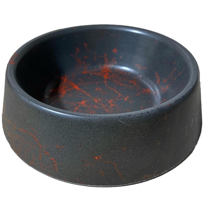 Migno Kedi-Köpek Mama-Su Kabı Mermer (Siyah-Kırmızı) 16 oz