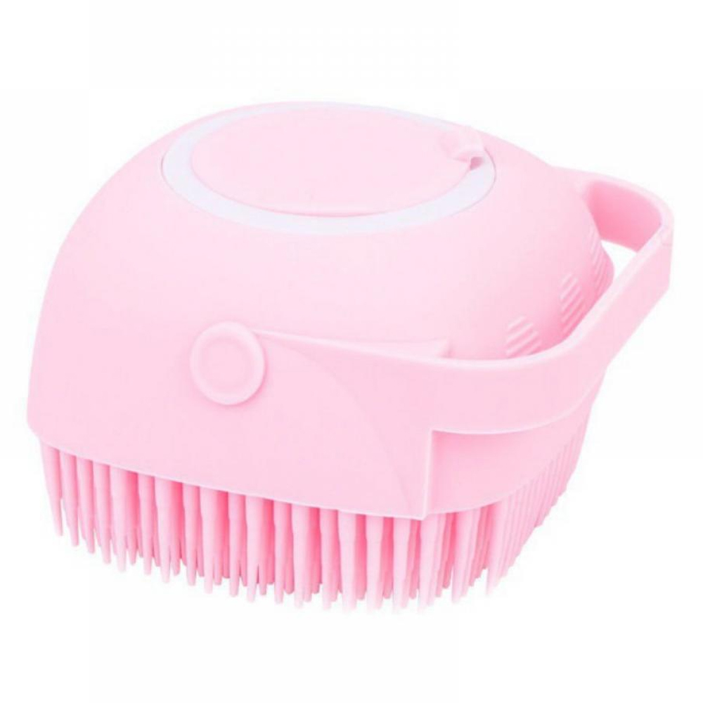 Exquisite Silikon Banyo Fırçası (Şampuan Hazneli) Pembe 8.8x8x5.7 cm