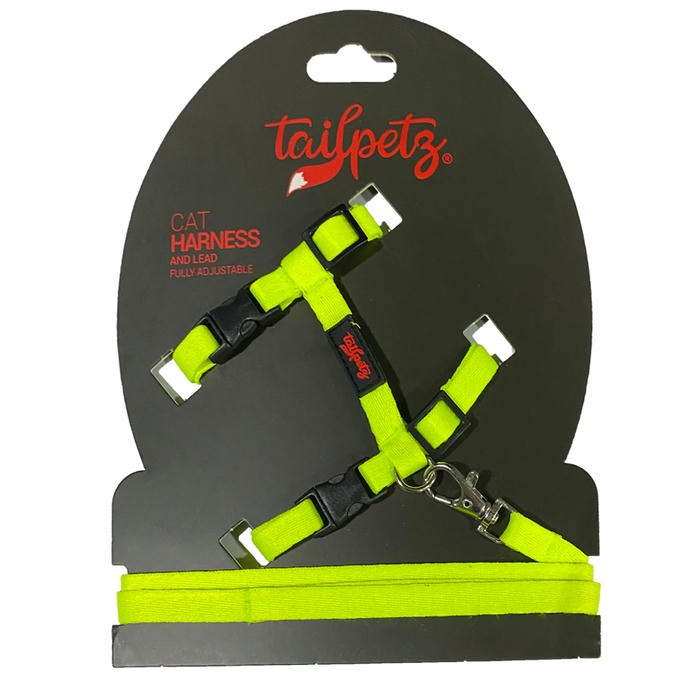 Tailpetz Kedi Göğüs Tasması + Kayış Lime