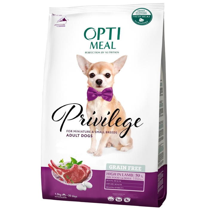 OptiMeal Tahılsız Kuzu Etli Küçük Irk Yetişkin Köpek Maması 1.5 Kg