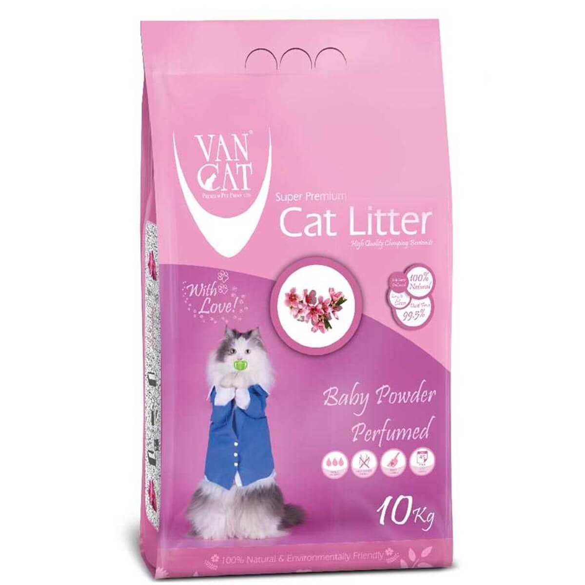 Vancat Bebek Pudralı Topaklaşan Kedi Kumu Kalın Taneli 10 Kg