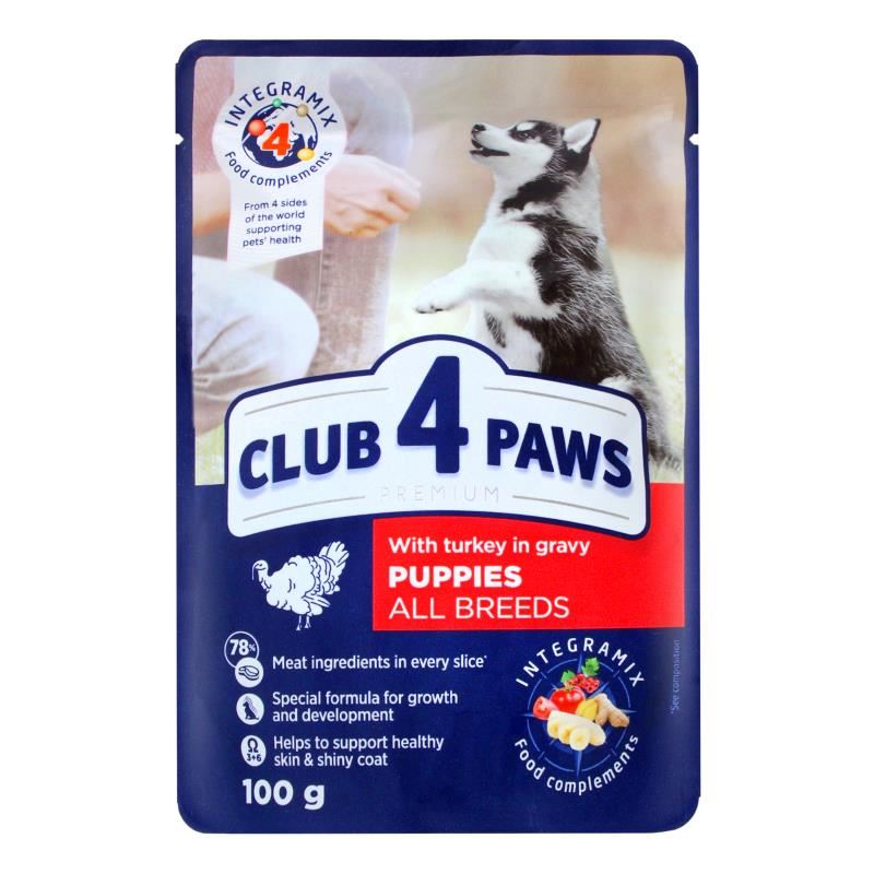 Club4Paws Hindili Pouch Yavru Köpek Konservesi 100 Gr