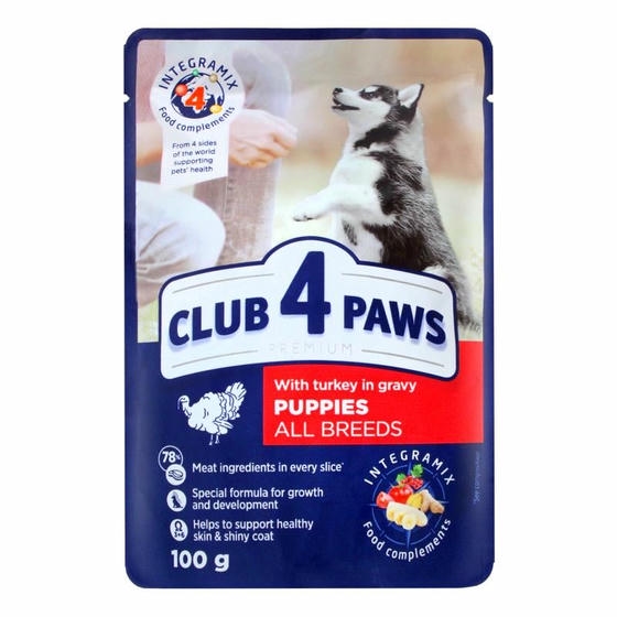 Club4Paws Hindili Pouch Yavru Köpek Konservesi 100 Gr