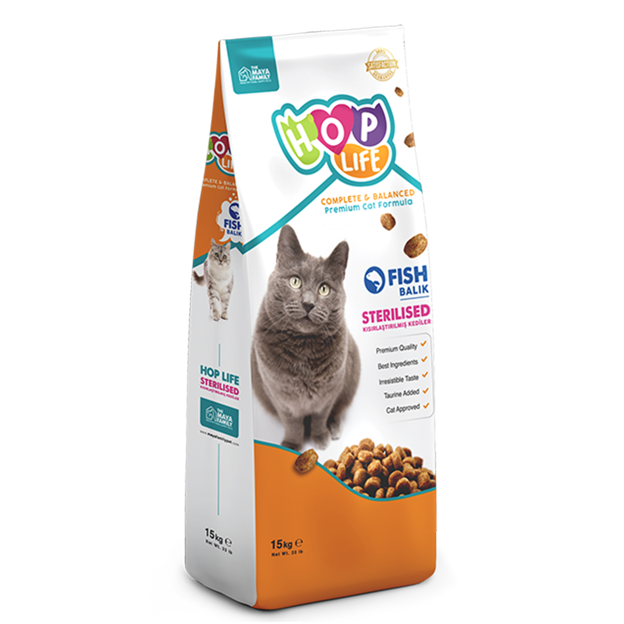 Hop Life Balıklı Kısırlaştırılmış Kuru Kedi Maması 15 KG