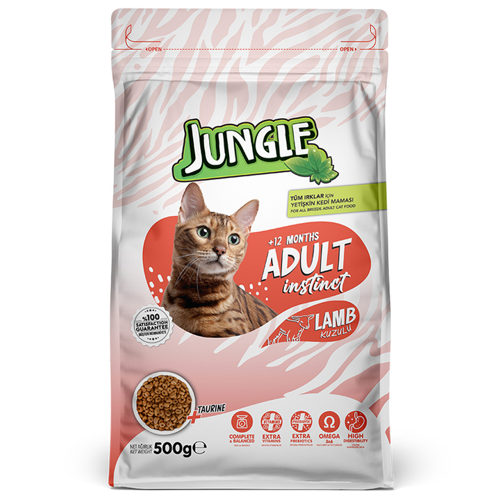Jungle Kuzulu Yetişkin Kedi Maması 500 Gr