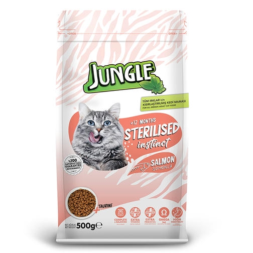 Jungle Somonlu Sterilised Kısırlaştırılmış Kedi Maması 500 Gr