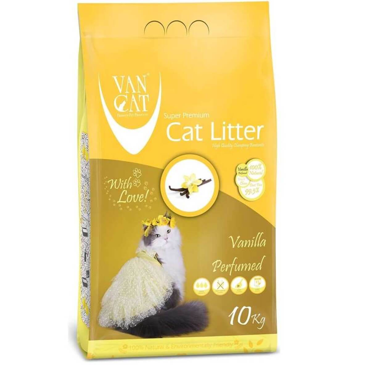 Vancat Vanilya Kokulu Topaklaşan Kedi Kumu İnce Taneli 10 Kg