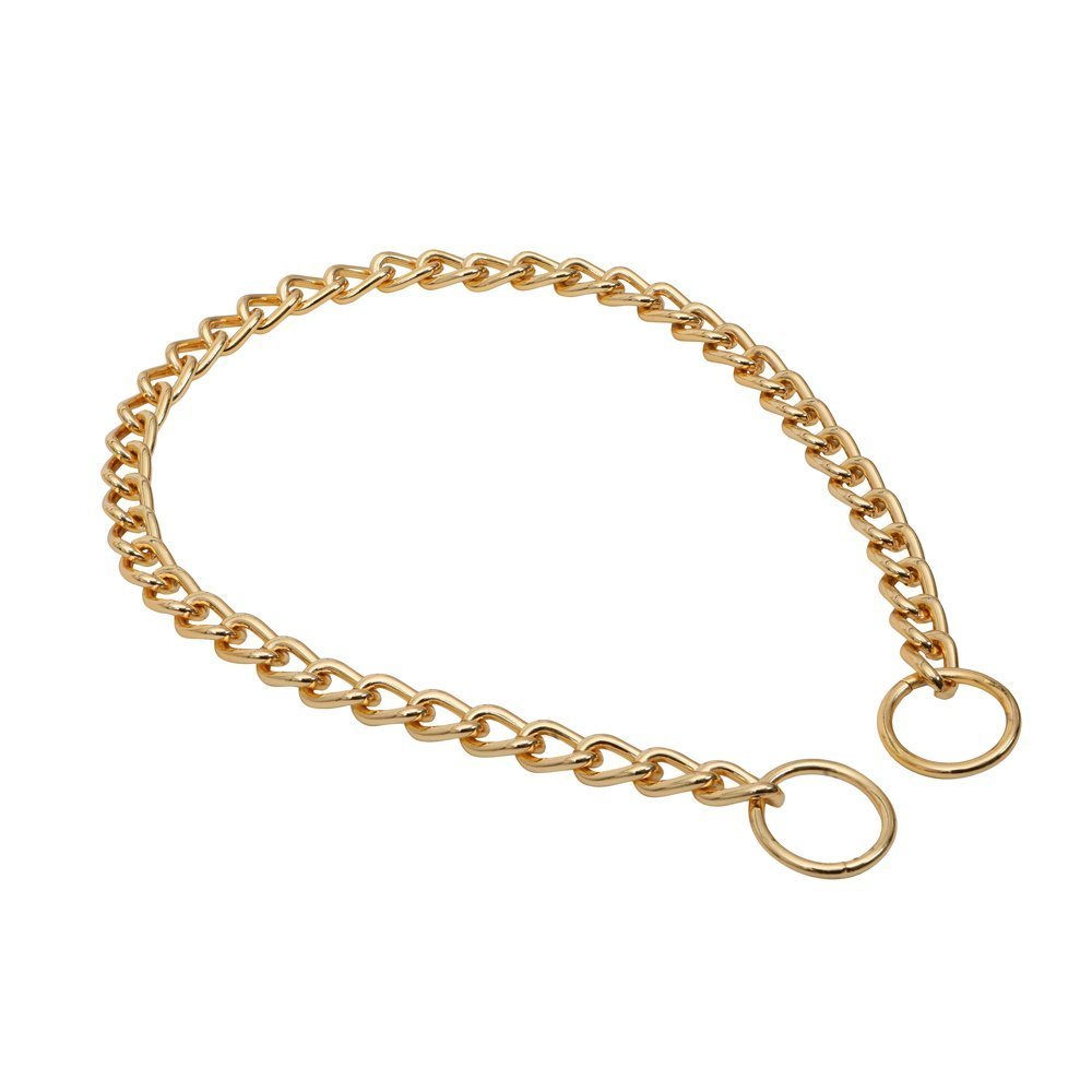 Doggie Eğitim Serisi Boğma Zincirli Köpek Boyun Tasması 4x75-75cm - Gold