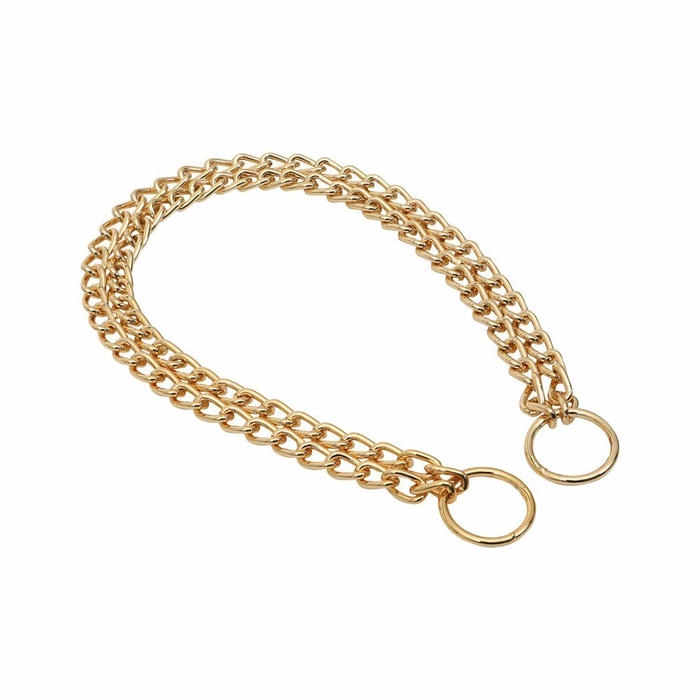 Doggie Eğitim Serisi Çift Boğma Zincirli Köpek Boyun Tasması 2,5x60-60cm - Gold