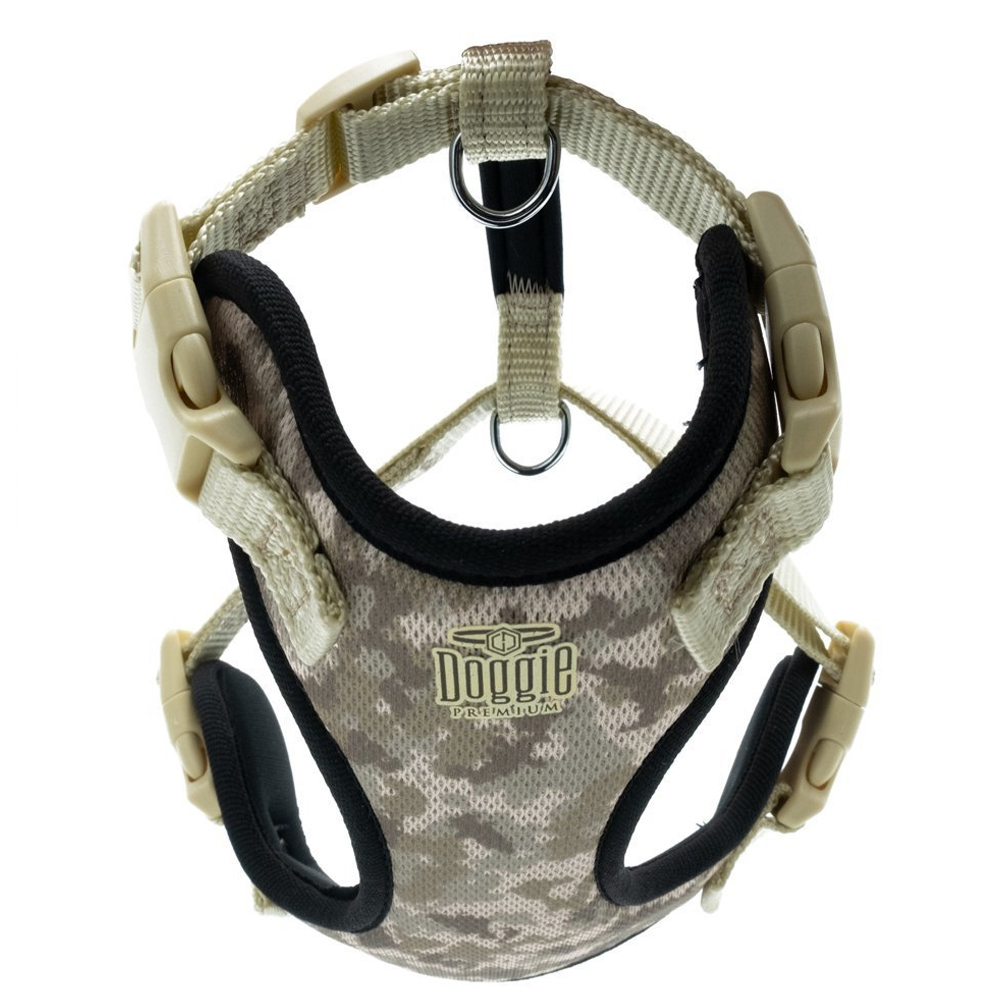 Doggie Havalı Dokumadan El Yapımı Köpek Göğüs Tasması M-2x45-55cm - Camo