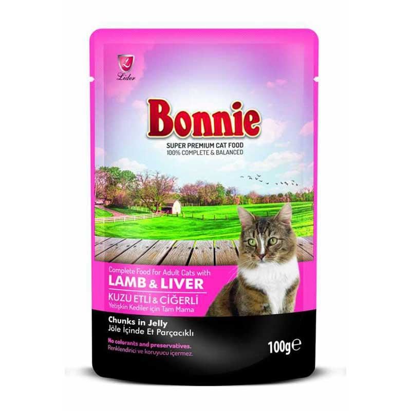 Bonnie Pouch Kuzu Etli Ciğerli Kedi Maması 100 Gr